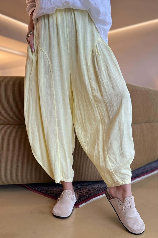 Noa Linen Blend Sia Barrel Trouser Lemon